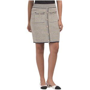 ELIE TAHARI Pull On Mini Skirt With Front Button Detail